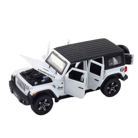 Zestaw Auto Terenowe Kamper Metalowe Napęd Światła Dźwięki Biały 1:32 LEAN Toys