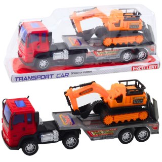 Zestaw Ciężarówka Laweta Naczepa Koparka Gąsienicowa LEAN Toys