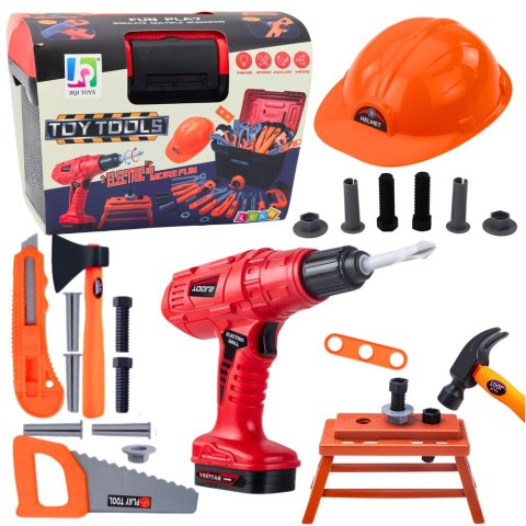 Zestaw Majsterkowicza Skrzynka Z Narzędziami Wiertarka Na Baterie 55el LEAN Toys