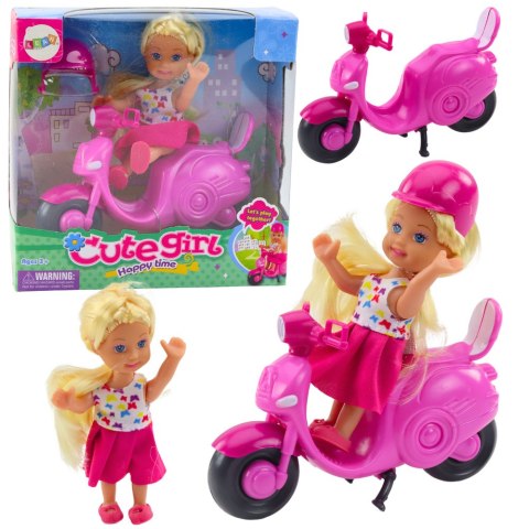 Zestaw Mini Laleczka Lalka Skuter Kask Różowy LEAN TOYS