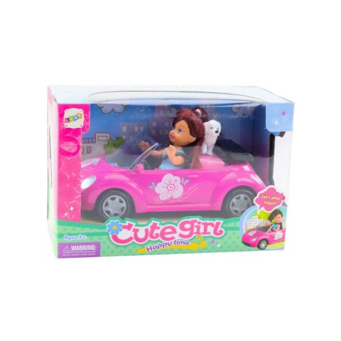 Zestaw Mini Laleczka Samochód Kabriolet Piesek LEAN Toys