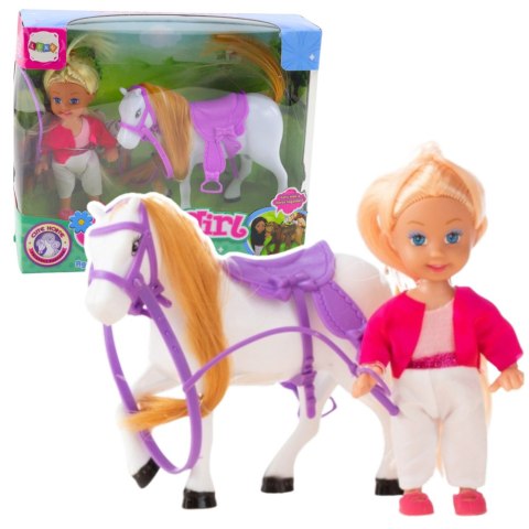 Zestaw Mini Laleczka Z Koniem Strój Jeździecki Siodło LEAN Toys