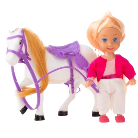 Zestaw Mini Laleczka Z Koniem Strój Jeździecki Siodło LEAN Toys