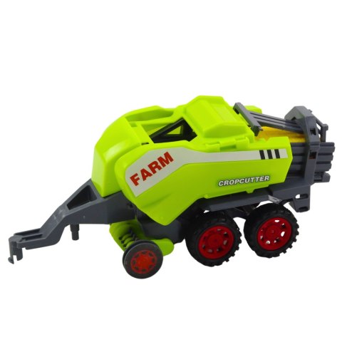 Zestaw Traktor Ciągnik Prasa Rolnicza Do Belowania Siana Zielony LEAN Toys