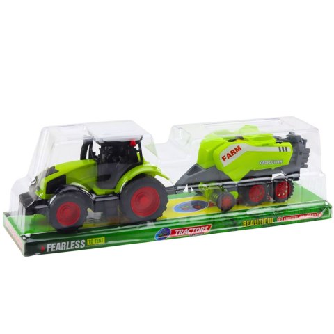 Zestaw Traktor Ciągnik Prasa Rolnicza Do Belowania Siana Zielony LEAN Toys