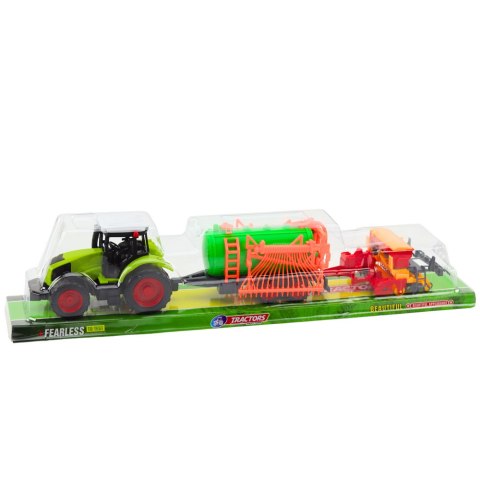 Zestaw Traktor Rolniczy Farmerski Cysterna Zgrabiarka LEAN Toys