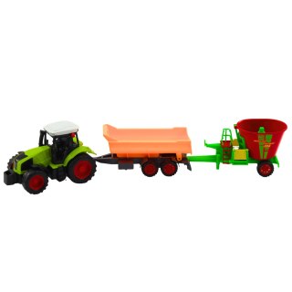 Zestaw Traktor Rolniczy Przyczepa Wywrotka Wóz Paszowy LEAN Toys