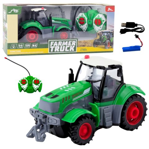 Ciągnik Traktor Rolniczy Zdalnie Sterowany RC Zielony 1:24 LEAN Toys