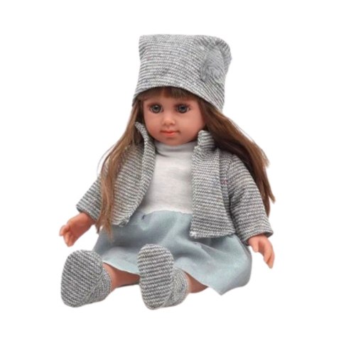 Lalka W Niebieskiej Sukience Czapeczka Sweterek Rękawiczki Czapka 36,5cm LEAN Toys