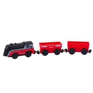 Mini Pociąg Elektryczny Na Magnes Lokomotywa 2 Wagony Czerwony LEAN Toys