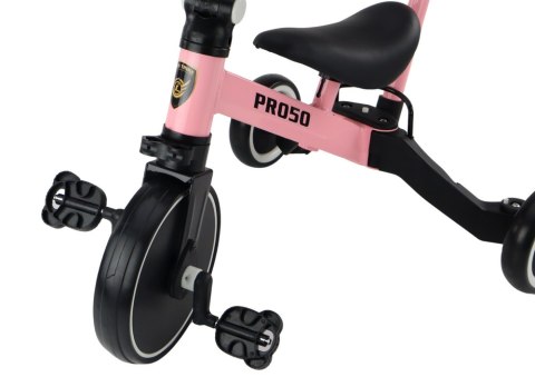 Rower Trójkołowy PRO50 Rowerek Z Rączką Do Prowadzenia Różowy LEAN Trike