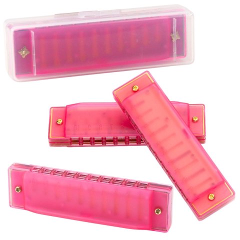 Harmonijka Ustna 10-Otworowa Dla Dzieci Początkujących Etui Różowa LEAN TOYS