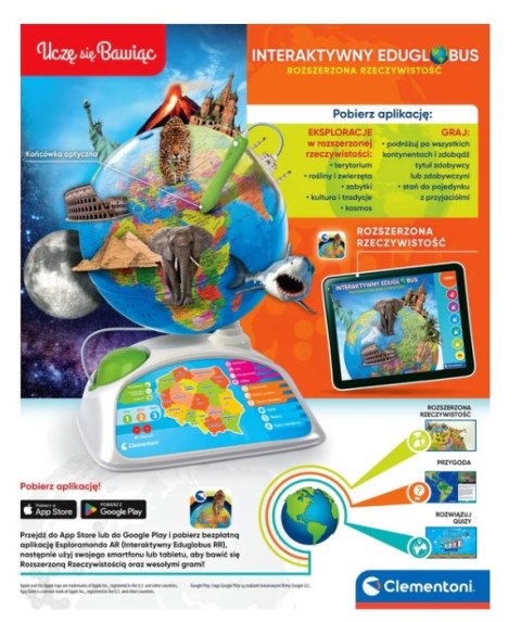 Interaktywny Edukacyjny Globus Eduglobus Język Polski Clementoni
