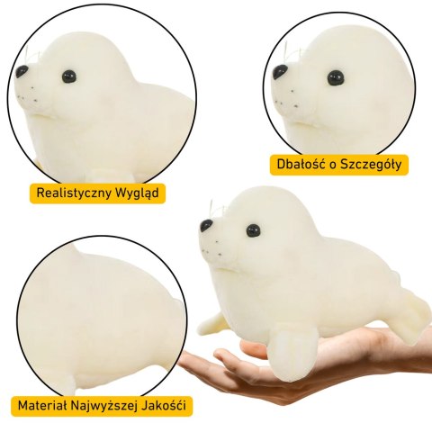 Pluszowa Foczka Pluszak Maskotka Przytulanka Biała 24cm LEAN TOYS