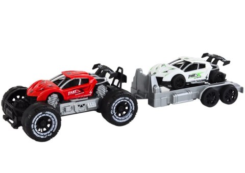 Auto Terenowe Czerwone Laweta Pojazd Sportowy Zestaw LEAN Toys