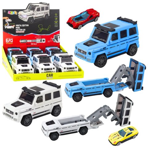 Auto Terenowe Metalowe Ukryty Samochodzik Światło Dźwięk Biały Niebieski LEAN Toys