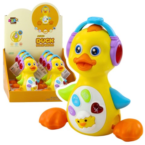 Interaktywna Kaczka Muzyczna Dla Malucha Porusza Się Świeci Żółta LEAN Toys