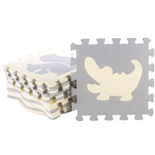 Miękkie Puzzle Mata Edukacyjna Zwierzęta Pianka EVA Beżowe Szare 9 el. LEAN Toys