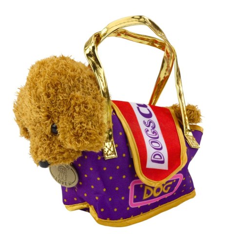 Piesek Pudel W Torbie Na Rzep Maskotka Przytulanka Jasnobrązowy LEAN Toys
