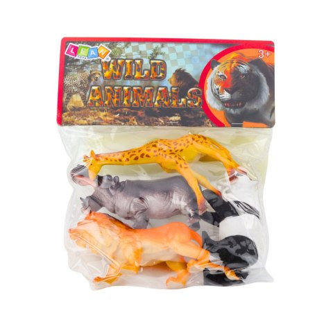Zestaw Figurki Dzikie Zwierzęta Safari Panda Żyrafa Lew Hipopotam 4 szt. LEAN TOYS