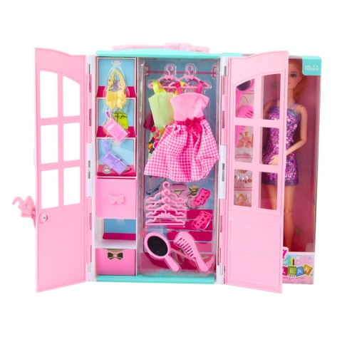 Zestaw Lalka Z Szafą Akcesoria Ubrania Moda Przebieranki Dla Dziewczynek LEAN Toys