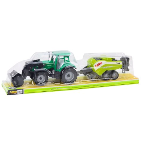 Zestaw Traktor Z Ładowaczem i Prasą Rolniczą Zielony LEAN Toys