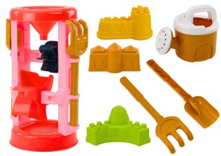 Zestaw Zabawek Do Piasku Młynek Foremki Zamki Konewka Różowy LEAN Toys