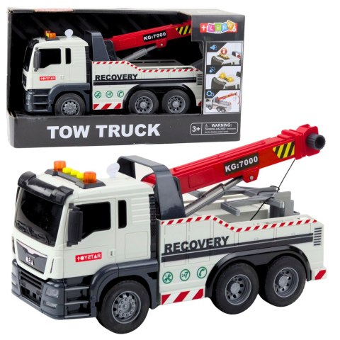 Ciężarówka Budowlana Z Regulowanym Dźwigiem Światła Dźwięki Biała LEAN Toys