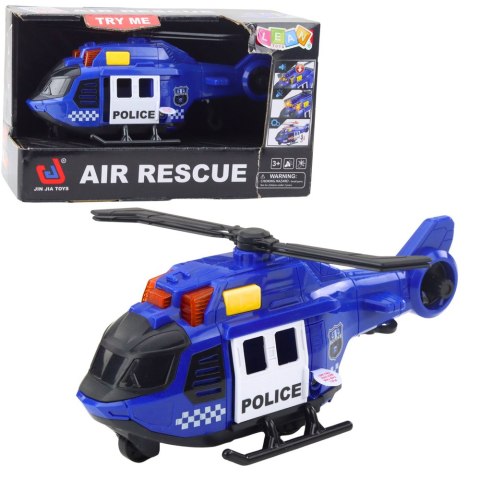 Helikopter Policyjny Z Dźwigiem Światła Dźwięki Niebieski LEAN Toys