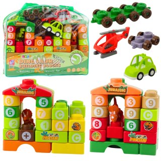 Klocki Konstrukcyjne Edukacyjne W Torbie Dinozaury Cyfry Litery 91 el. LEAN Toys