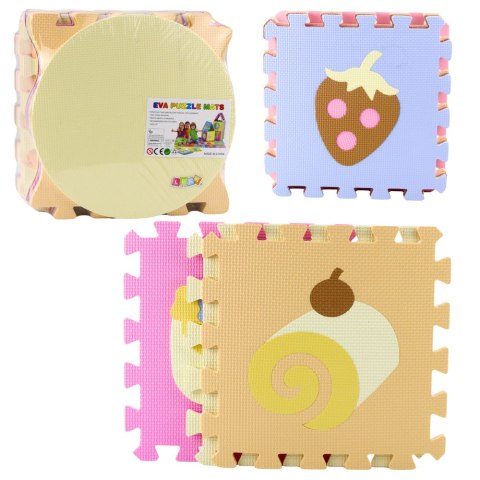Miękkie Puzzle Mata Edukacyjna Pianka EVA Owoce Słodycze Pastelowe 16 el. LEAN Toys