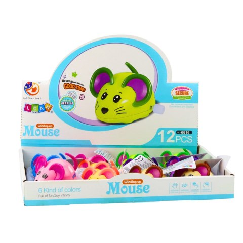 Myszka Nakręcana Jeździ Porusza Ogonkiem 8cm Mix Kolor LEAN TOYS