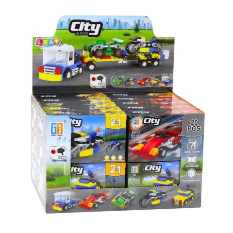 Zestaw Kreatywny Klocki Konstrukcyjne Pojazdy Miejskie 2w1 LEAN TOYS