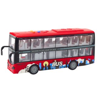 Autobus Miejski Piętrowy 1:16 Napęd Światła Dźwięki Czerwony LEAN Toys
