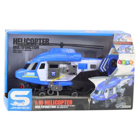 Helikopter Policyjny Hak Nosze Światła Dźwięki Niebieski 1:16 LEAN Toys