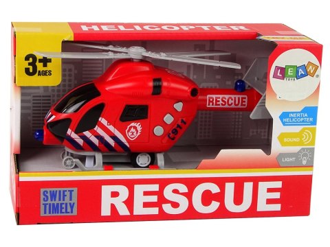 Helikopter Ratunkowy Straż Pożarna Czerwony Dźwięk Światła Śmigła LEAN Toys