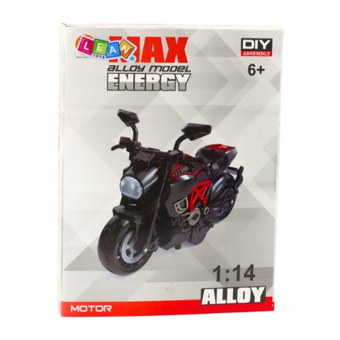 Motocykl Do Składania Skręcania Metal 1:14 DIY Czarno-Pomarańczowy LEAN Toys