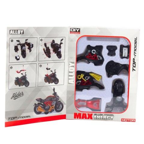 Motocykl Do Składania Skręcania Metal 1:14 DIY Czerwony LEAN Toys