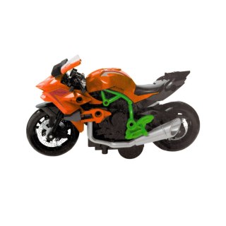 Motocykl Do Składania Skręcania Metal 1:14 DIY Pomarańczowo-Zielony LEAN Toys