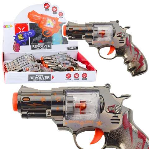 Pistolet Zabawkowy Rewolwer Magazynek Z Kulkami Światła Dźwięki LEAN TOYS