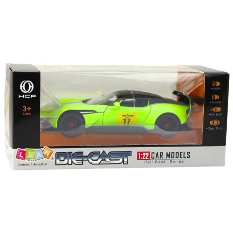 Samochód Sportowy Z Napędem Pull-Back Światła Dźwięki Zielony 1:22 LEAN Toys