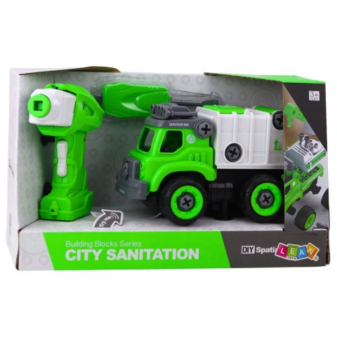 Śmieciarka Do Skręcania Zdalnie Sterowana RC Wkrętarka Zielona 2w1 LEAN Toys