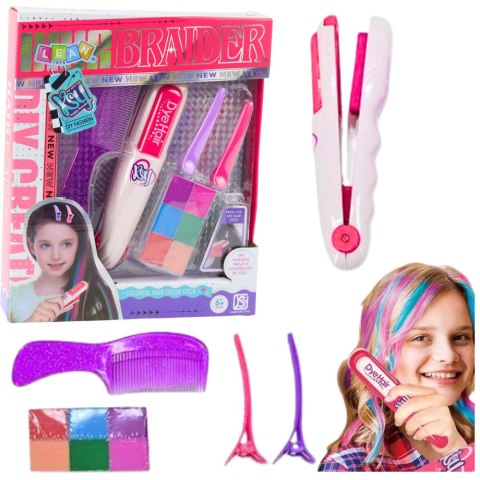 Zestaw Do Koloryzacji Włosów Prostownica Kolorowe Kredy Spinki Grzebień LEAN Toys