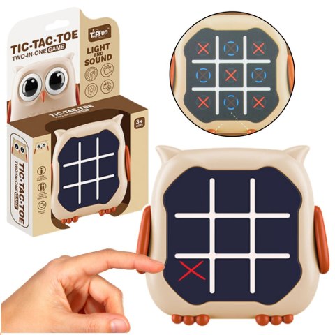 Gra Elektroniczna 3w1 Kółko i Krzyżyk Memory Sowa Beżowa LEAN Toys