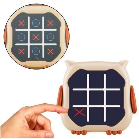 Gra Elektroniczna 3w1 Kółko i Krzyżyk Memory Sowa Beżowa LEAN Toys