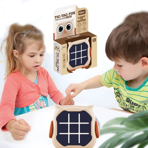 Gra Elektroniczna 3w1 Kółko i Krzyżyk Memory Sowa Beżowa LEAN Toys