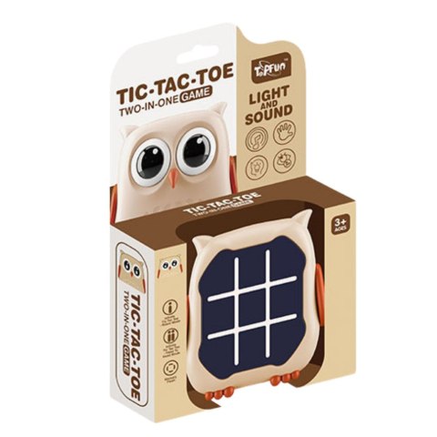 Gra Elektroniczna 3w1 Kółko i Krzyżyk Memory Sowa Beżowa LEAN Toys