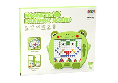 Tablica Magnetyczna Edukacyjna Żabka Rysik Pad Układanka Zielona Koraliki LEAN Toys