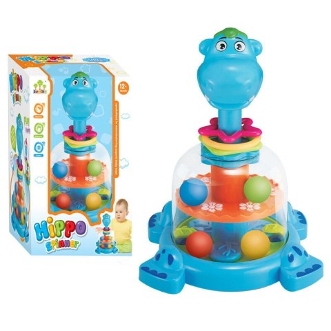 Bączek Z Kulkami Hipopotam Dla Niemowląt Niebieski LEAN Toys