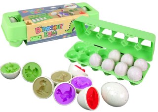 Edukacyjny Zestaw Jajek Sorter Dinozaury Układanka 12 Sztuk LEAN Toys